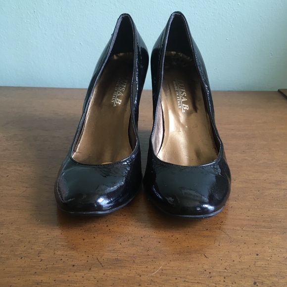 Luisa B Patent Leather wedge heels black Sz 38 - Picture 2 of 8